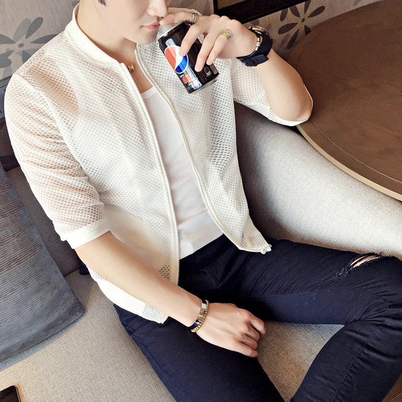 Куртка мужская сетчатая роскошная ажурная одежда для ночного клуба вечерние