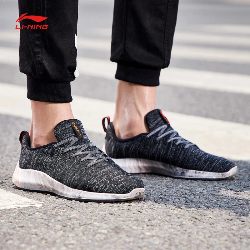 Li-Ning/Мужская обувь из флока, на низком каблуке, для образа жизни, однотонные Тканные, дышащая, пригодная для носки, спортивная обувь, кроссовки для отдыха, AGLN141 YXB230