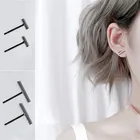 Серьги-гвоздики в стиле панк, простые геометрические серьги-гвоздики в виде буквы Т для женщин и девочек, ювелирные изделия, Brincos Bijoux, оптовая продажа, маленькиебольшие