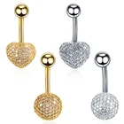 Серьга-подвеска для пирсинга Ombligo, сердце для пупка из стали 14 г, с блестящими аксессуар для пирсинга пупка, ювелирные изделия для пирсинга тела, 1 шт.