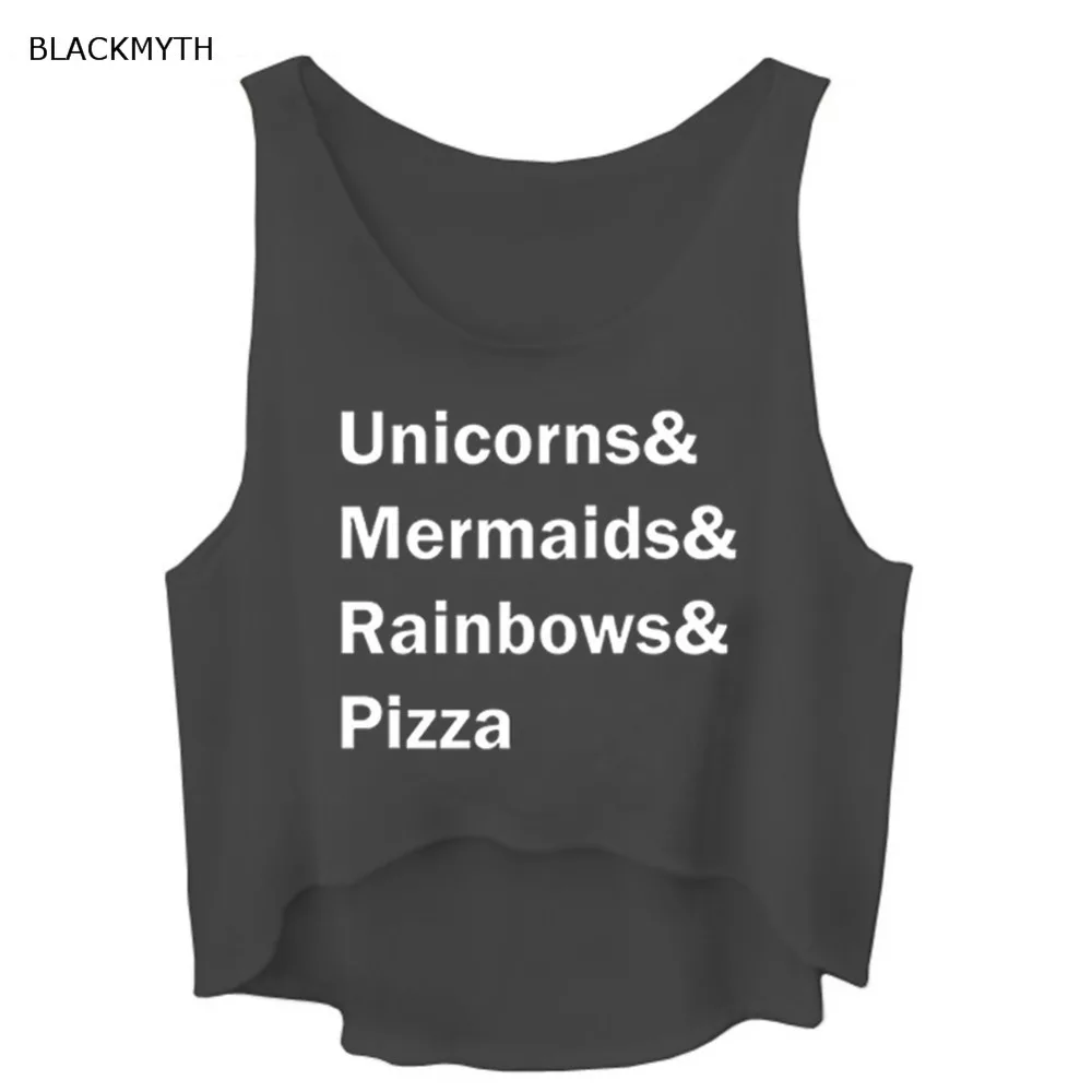 BLACKMYTH единороги русалок радуги пиццы женский с надписью Летние черные белые