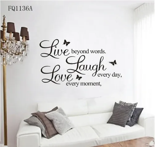Free Shipping &quotLive Laugh Love Butterflies &quot Wall Decals /PVC Removable Art Home Stickers/Room Decor 50*70CM | Дом и сад