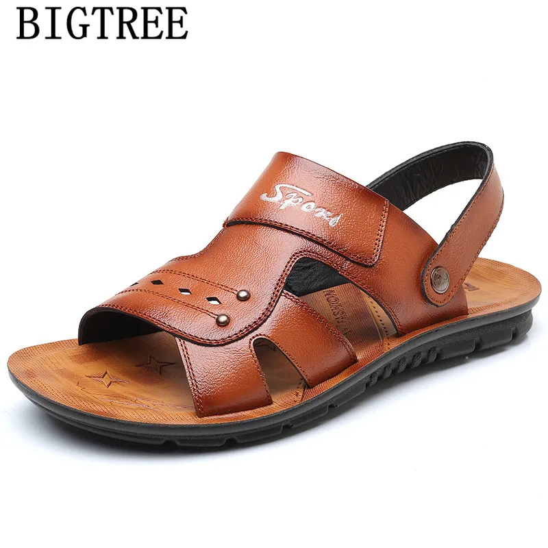 Сандалии мужские кожаные классические удобные босоножки Уличная обувь для пляжа