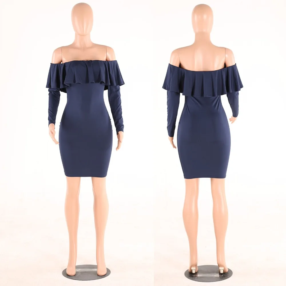 Осеннее платье Wunter с вырезом лодочкой женское открытыми плечами сексуальное