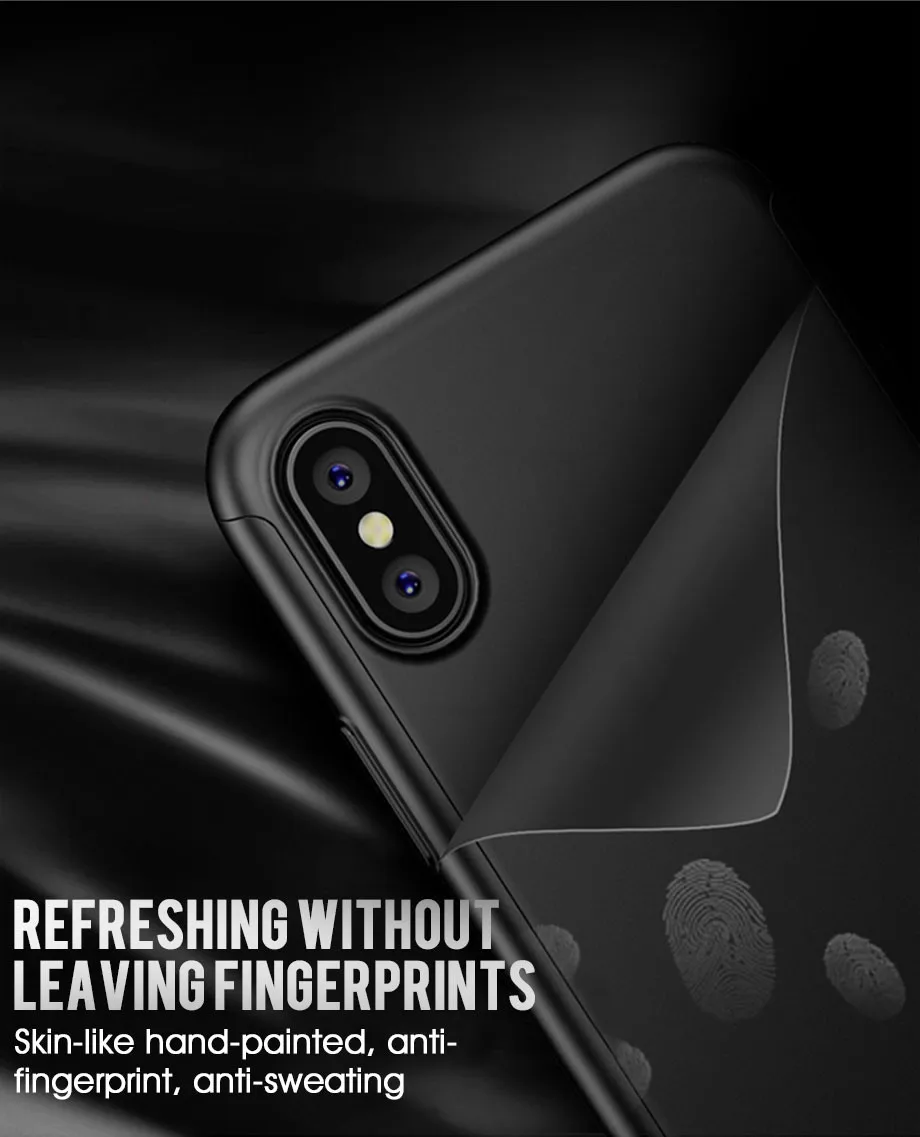 Чехол на 360 градусов для iPhone 7, 8 Plus, X, XR, XS Max, с закаленным стеклом, Жесткий Чехол для iPhone 6, 6splus, X, 5, 5S, SE