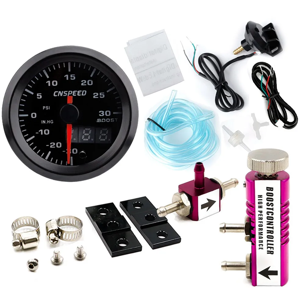 purple Controller " 52 мм 7 цветов светодиодный автомобильный турбо Boost Gauge PSI метр аналоговый цифровой DuaDisplay автомобильный измеритель с датчиком и регулируемым контроллером - Цвет: purple Controller