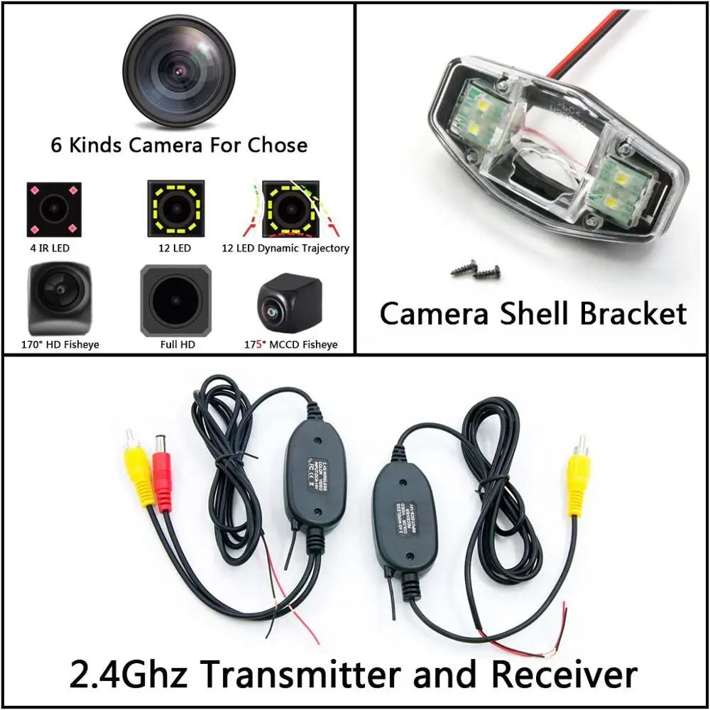 Camera with Wireless 175 градусов Fisheye MCCD 12LED HD камера заднего вида Камера для Honda Accord 2001 2002 2003 2004 2005 2006 2007 2008 2009 2010 автомобильный монитор - Название цвета: Camera with Wireless