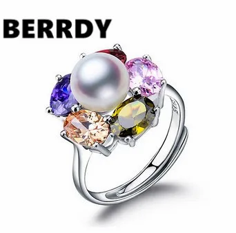 100% Кольцо из натурального пресноводного жемчуга регулируемое кольцо Модный