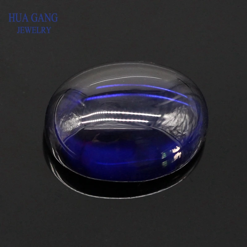 

34# Blue Stone Oval Shape Cabochon Cut Flat Bottom Synthetic Corundum Gems Stone For jewelry Size 5x7~10x14mm Free Shipping