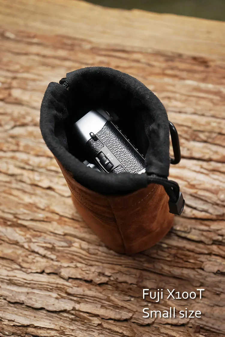 Коричневая сумка для камеры Roadfisher из натуральной кожи на шнурке Карманный чехол