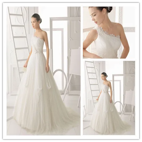 Discount New Fashion 2015 Open Back One Shoulder Wedding Dresses Lace vestidos de fiesta Bridal Gowns With Train | Свадьбы и