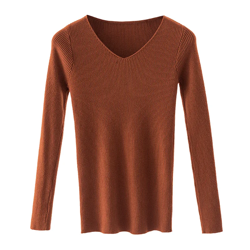 Высокое качество зима-осень v-образным вырезом Для женщин свитер Тощий