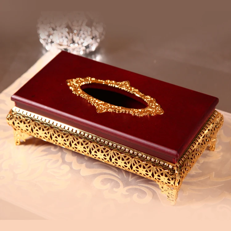 Quality fashion ktv imitation wood gold plated tissue box tissue box tissue box Large hot-selling