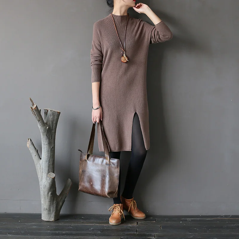 Johnature Women Pullover Sweater Knitted Cotton 2021 Autumn Winter New O-Neck Bat Sleeve Vintage Casual Warm Long | Женская одежда