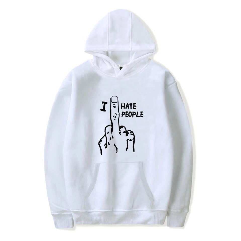 I Hate People kpop hooded sweatshirt for fans support unisex casual thin pocket personality sports shirt | Мужская одежда