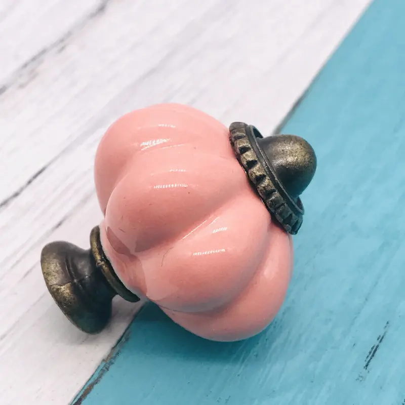 1 шт. Розовый тыквы Керамика дверные ручки шкаф ящик комод Кухня прочный тянуть