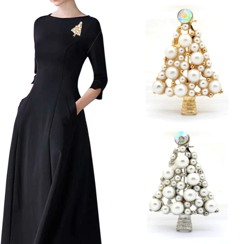 Трендовая 2018 брошь на рождественскую елку Милая Полностью имитация жемчуга из