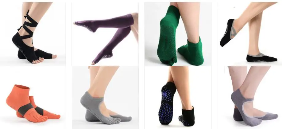 Women's Cotton Knee High Socks Belly Dance Non-Slip Socks With Grips Exposed Toe Breathable Purple Black Grey Free Shipping