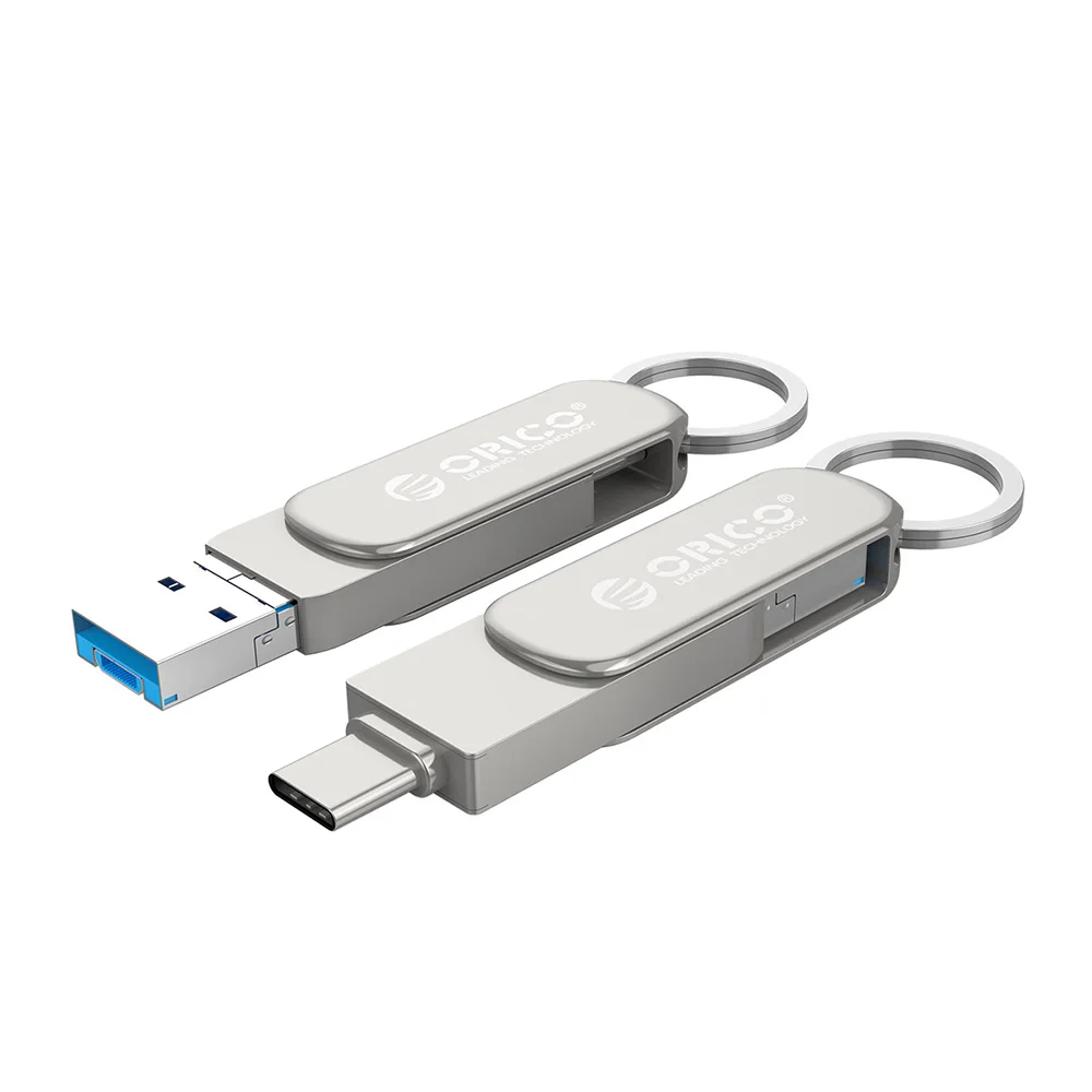 Silver ORICO USB флеш-накопитель 3-в-1 Тип-C USB3.0 Micro-B 64 Гб оперативной памяти, 32 Гб встроенной памяти, USB3.0 флэш-память USB флешки флэш-памяти OTG U диск для телефона/планшета/ПК - Цвет: Silver