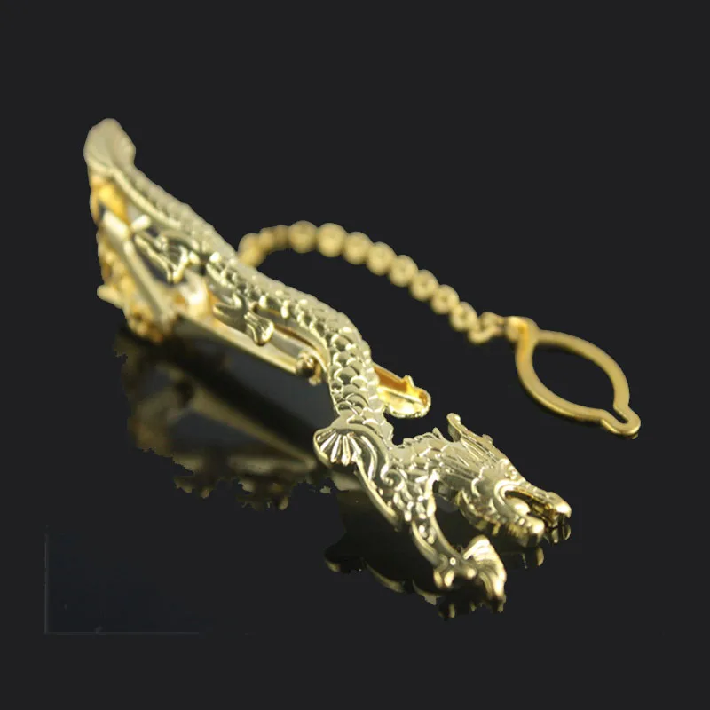 Tousmi серебряный золотой дракон зажим для галстука 2016 новая мода новый тонкий