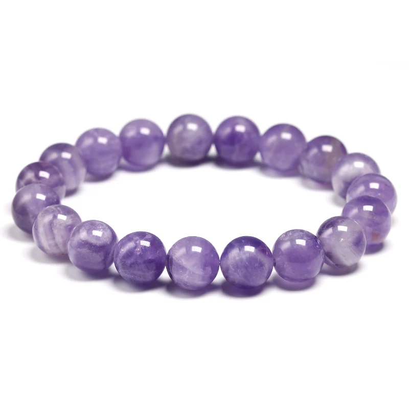 

Natural Dream Amethysts Quartz Energy Light Purple GemStone Bracelet Women Beaded Stretch Bracelet Energy Gift Jewelry