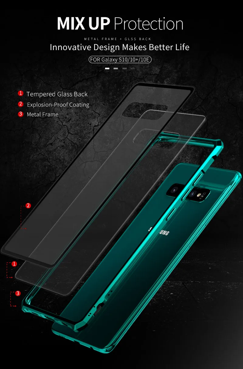 Для samsung Galaxy S10 Plus бампер S10E телефонные чехлы алюминиевая металлическая рамка бампер с прозрачным закаленным стеклом задняя крышка для S10 E