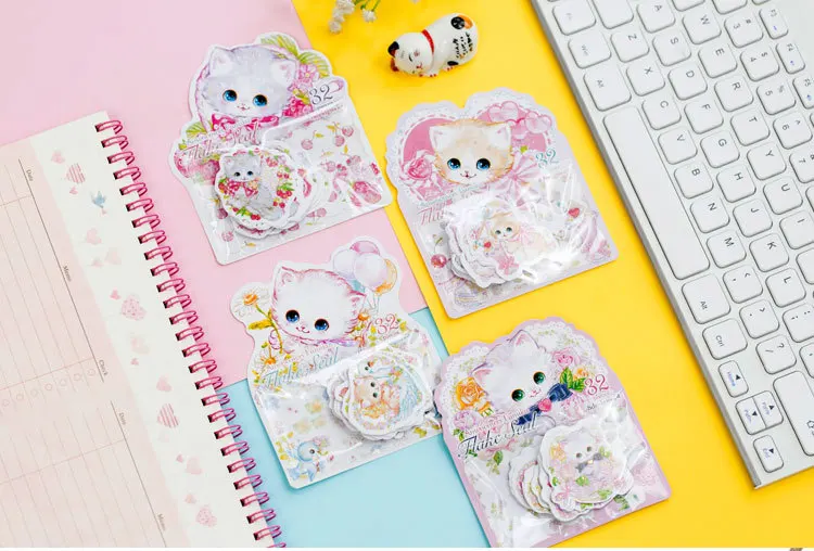 32 шт. Kawaii наклейки для кошек милые бронзовые канцелярские наклейки Новинка клейкие наклейки для девочек Скрапбукинг дневник Альбомы для фото