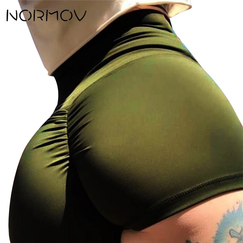 NORMOV однотонные черные шорты для спортзала женская одежда фитнеса высокая талия