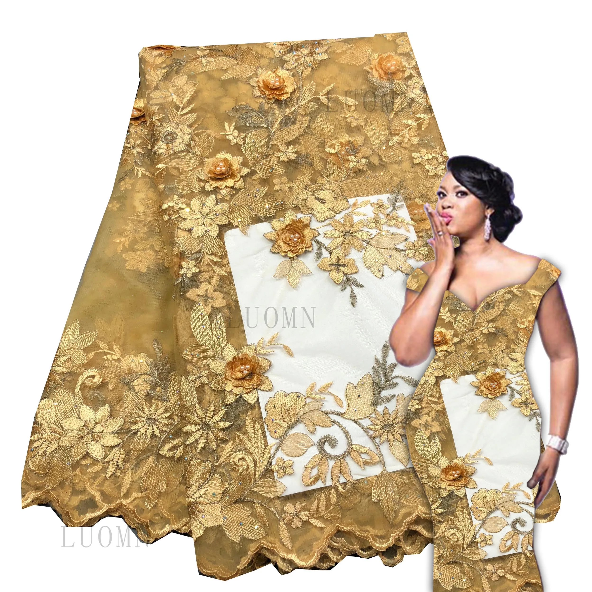 2019 High Quality Rhinestone Guipure African Lace Fabric Embroidered Wedding Decoration French Nigerian Fabrics | Дом и сад