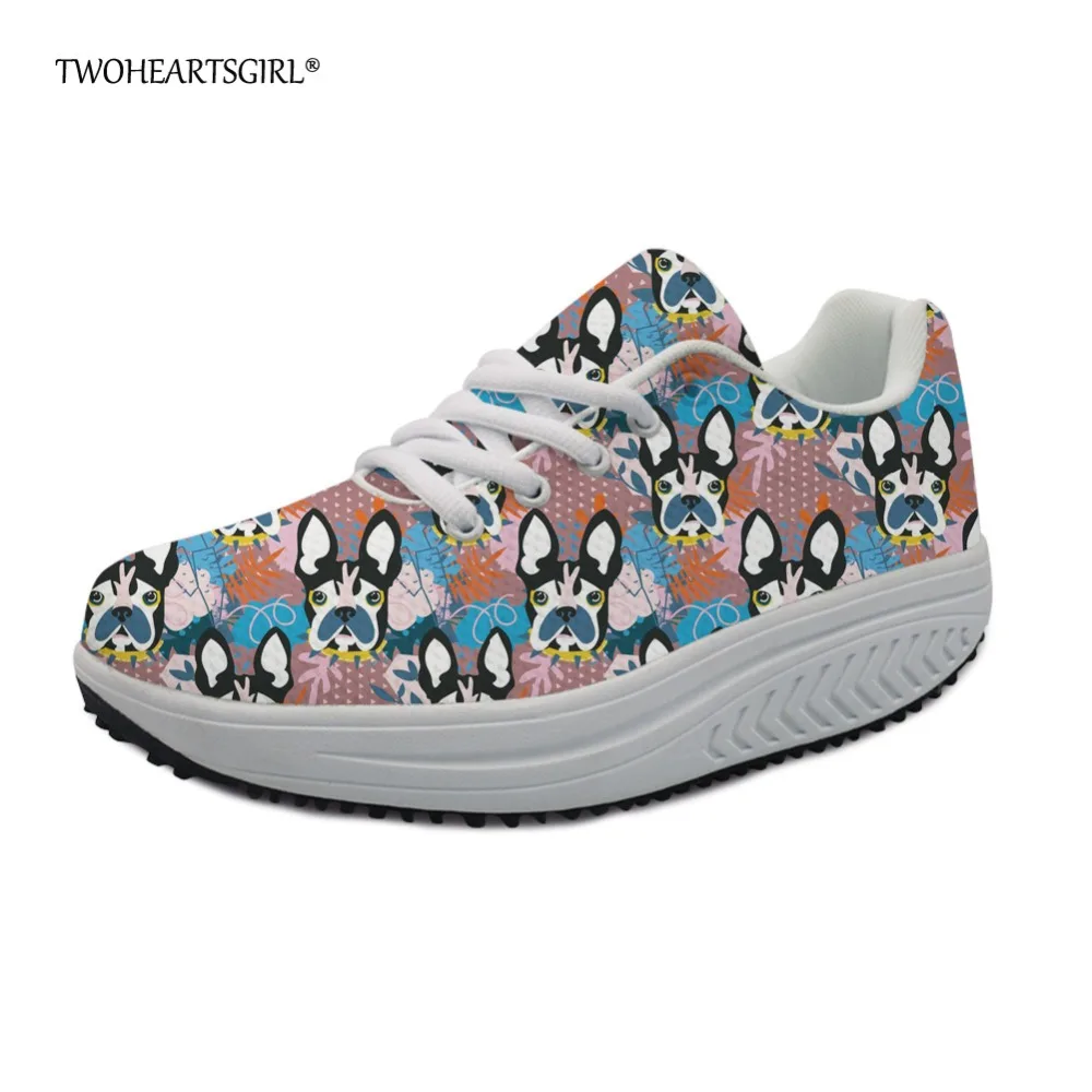 

Twoheartsgirl Cute Abstract Pup Dog Slimming Shoes for Women Designer Female Ladies Wedge Platform Shoes Classic Swing Shoes