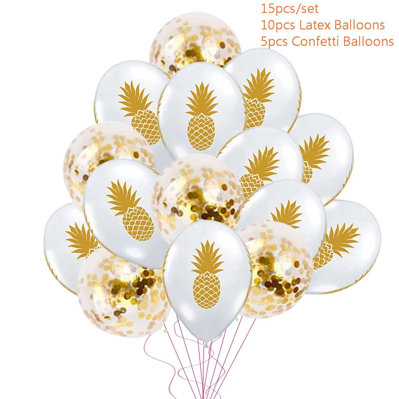 15pcs Latex Balloons "ALOHA" День Рождения Декор Фламинго вечерние баннеры бумажные кисточки гирлянды воздушные шары девичник вечерние украшения - Цвет: 15pcs Latex Balloons