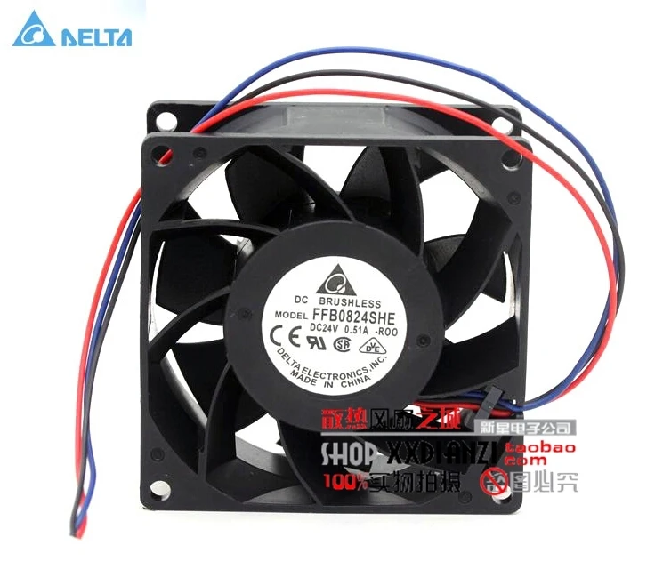 Охлаждающий вентилятор для delta FFB0824SHE ROO 8038 8 см 24В 0.51A|cooling fan|fan cooling24v cooling fan |