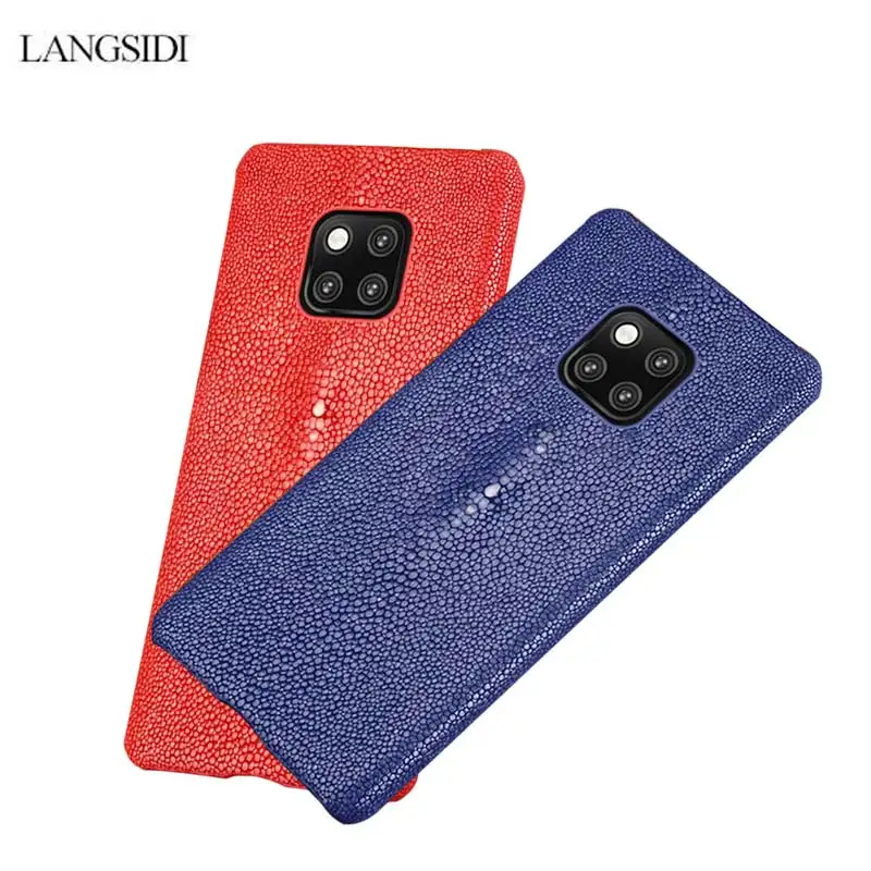 Роскошный брендовый чехол LANGSIDI из натуральной кожи серого цвета для телефона Huawei