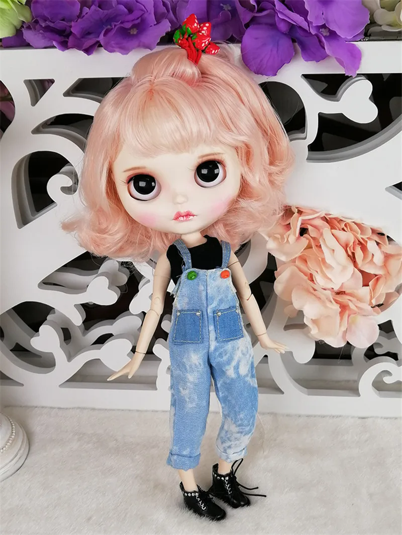 Хорошее качество Blyth 30 см 1" тело шарнир Кукла свободно настроить BJD кукла с джинсами Комбинезоны и мода короткий завиток волос горячий подарок