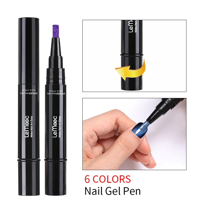 LEMOOC 5ml Wide 3D Magnetic Cat Eye Nail Gel Polish Pen Vernis Semi Permanant UV Soak Off Art | Красота и здоровье