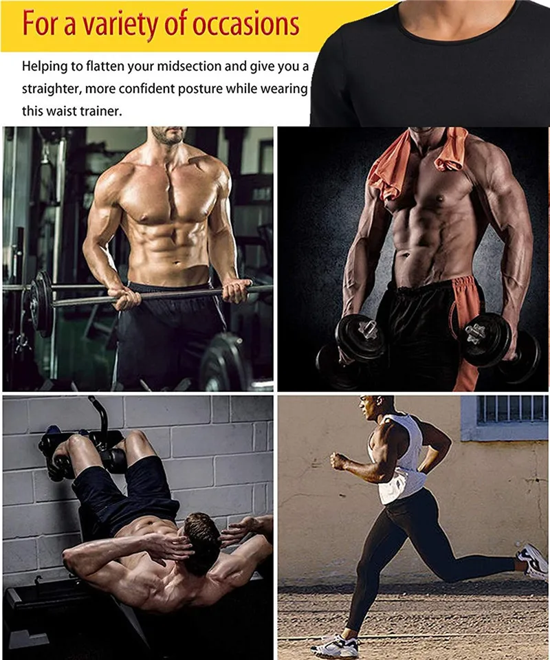 SEXYWG, Спортивная футболка для бега для мужчин, для тренировки талии, тренажерного зала, фитнеса, бодибилдинга, майка для йоги, футболка для похудения, корректирующий жилет