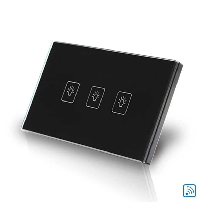 Настенный выключатель с сенсорным управлением 3 клавиши 433 92 МГц|3 gang|touch light switch