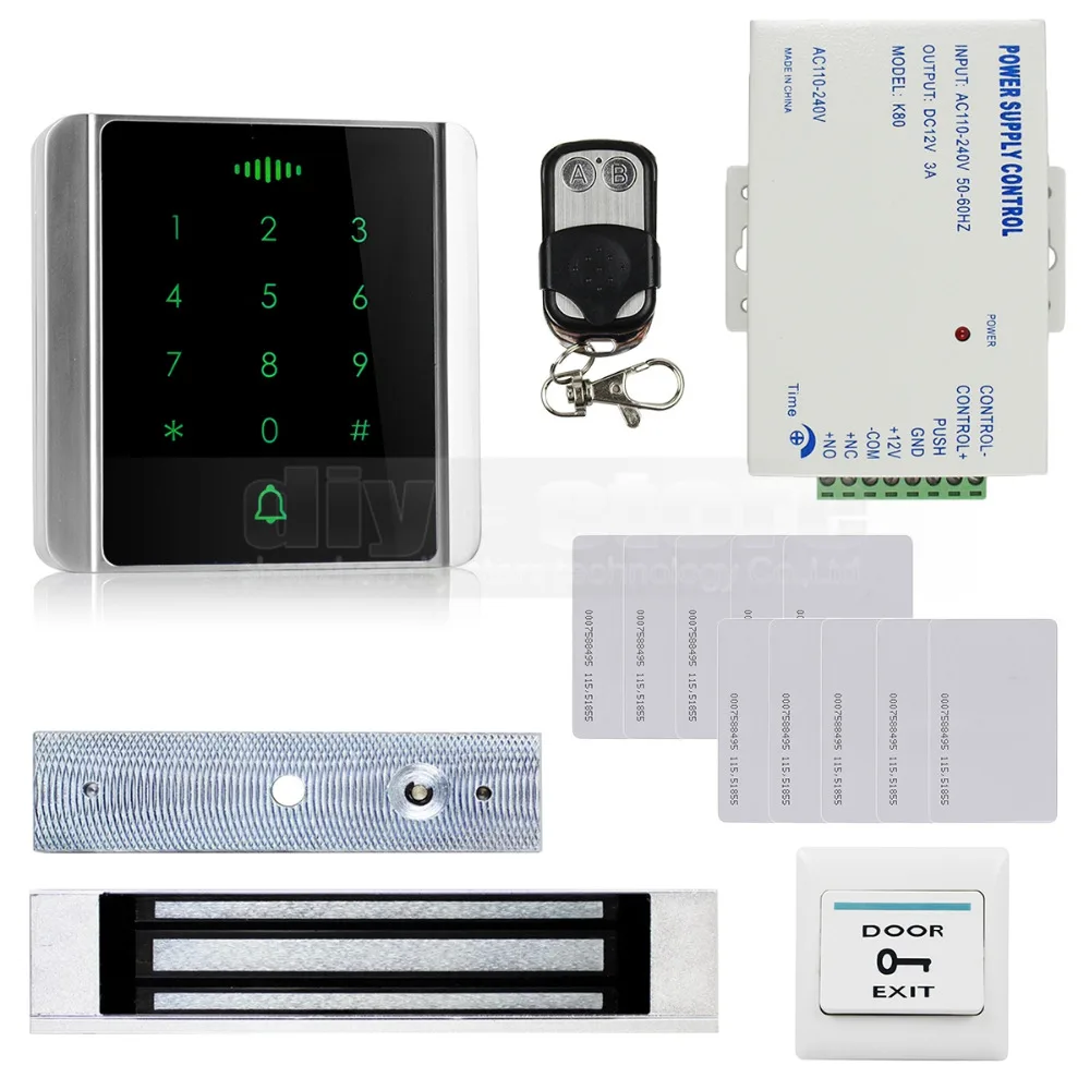 

DIYSECUR 125KHz RFID Reader Password Keypad + Magnetic Lock + Remote Control Door Access Control Security System Kit 8000 User