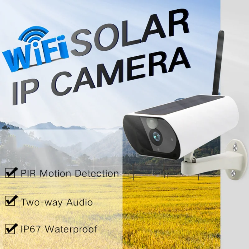 Водонепроницаемая инфракрасная камера видеонаблюдения 1080P HD Wi-Fi на солнечной