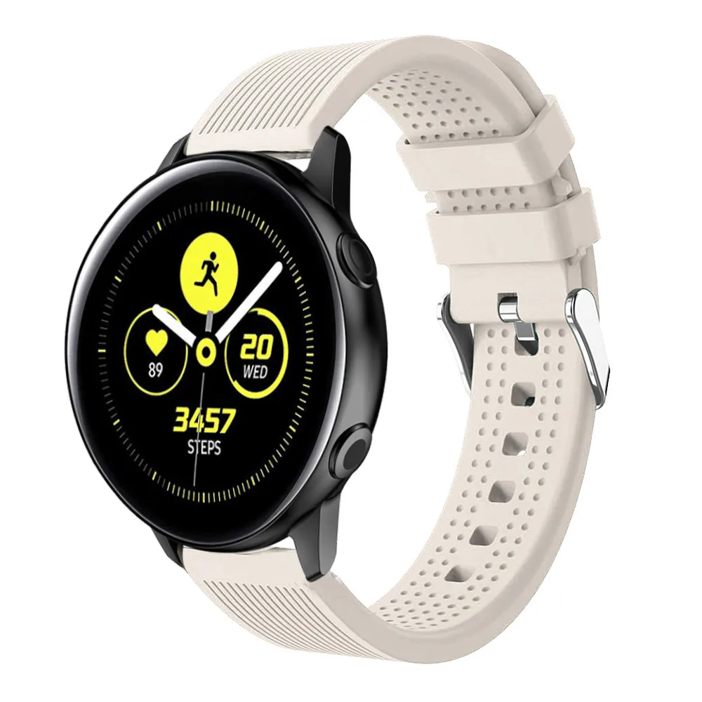 20 мм ремешок для часов силиконовый для samsung Galaxy Watch Active 42 мм gear s2 bip умный Браслет спортивный сменный Браслет ремешок для часов - Цвет ремешка: Antique White