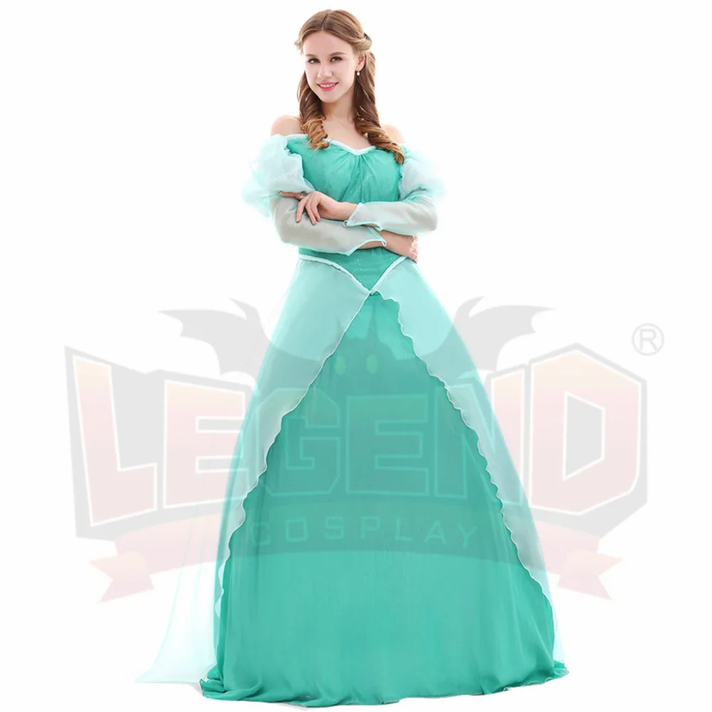 Платье принцессы русалки зеленый Свадебный костюм для Хэллоуина карнавала