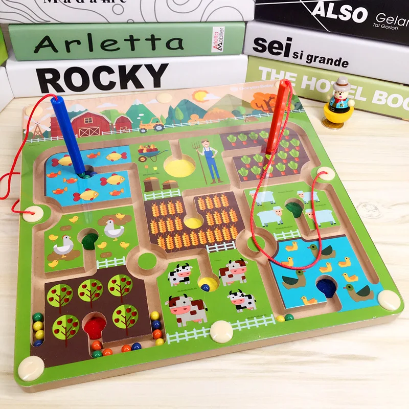 Магнитные шарики лабиринт ферма деревянные игрушки Ранние развивающие | Игрушки