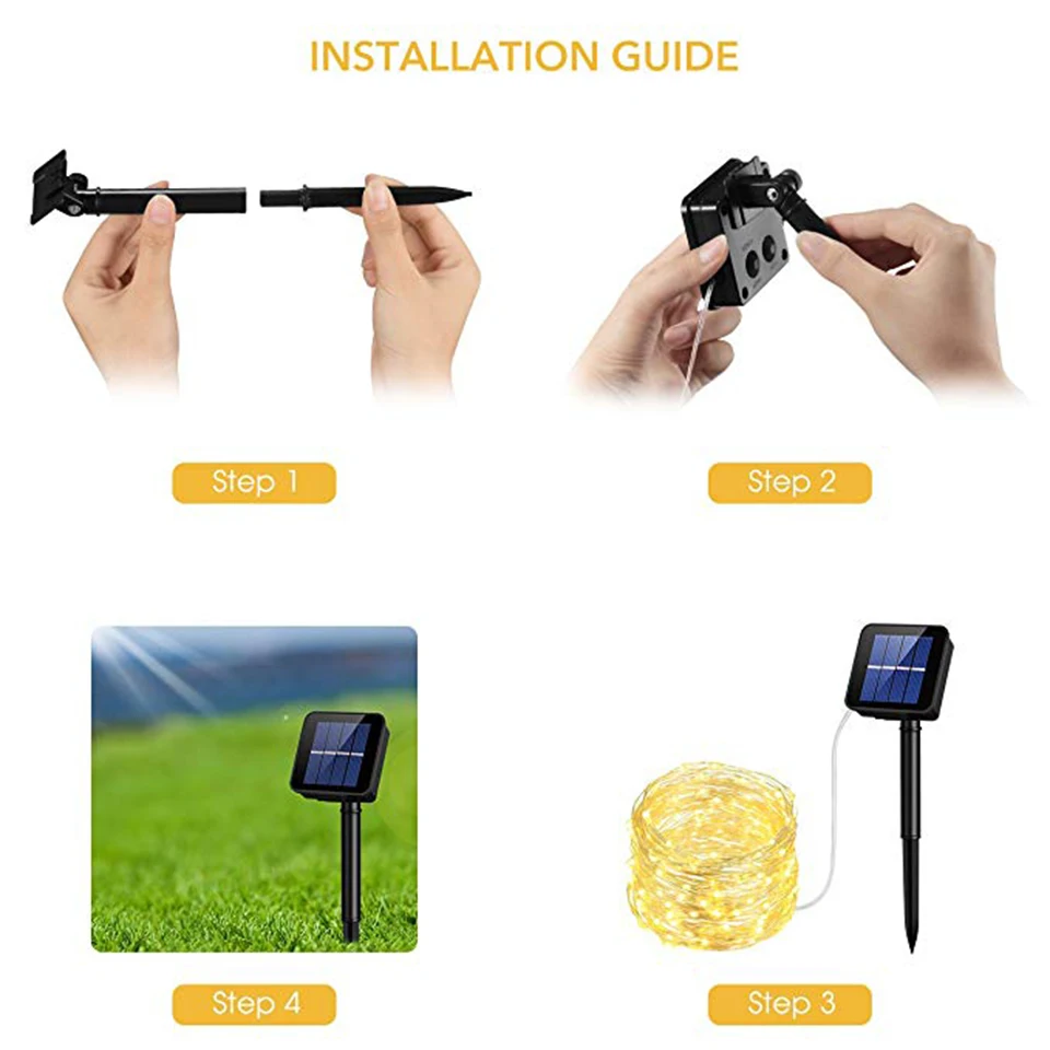 12M 100LEDs Outdoor Solar Lamp LED String Lights Fairy Light Holiday Christmas Party Garland Garden IP68 Waterproof | Лампы и