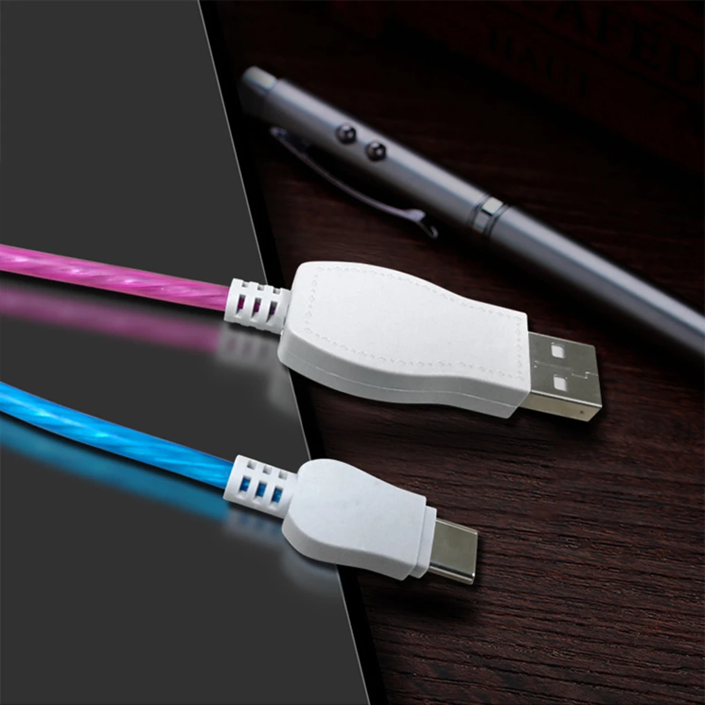 Светодиодный светящийся Micro usb type C кабель для зарядки мобильных телефонов яркая линия передачи данных для iPhone X XR для samsung