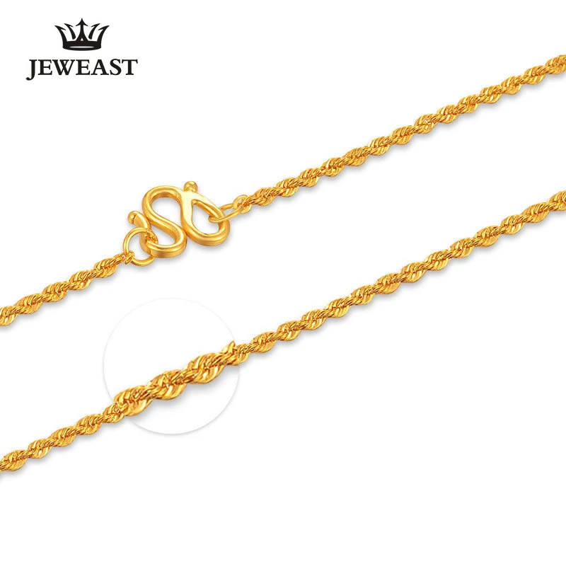 BTSS 24K ожерелье из чистого золота настоящий AU 999 солидная золотая цепочка простые
