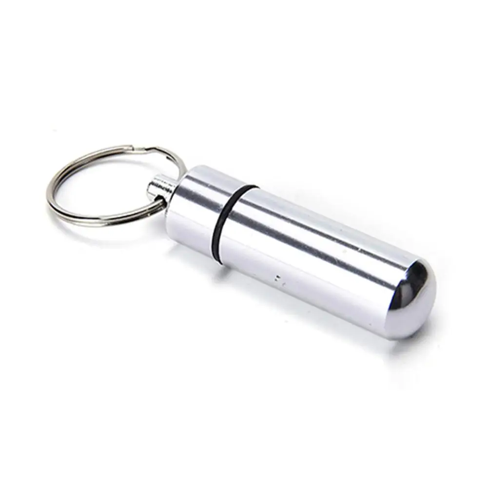 

Waterproof Mini Aluminum Medicine Pill Bottle Box Case Holder Portable Tablet Container Organizer Keychain