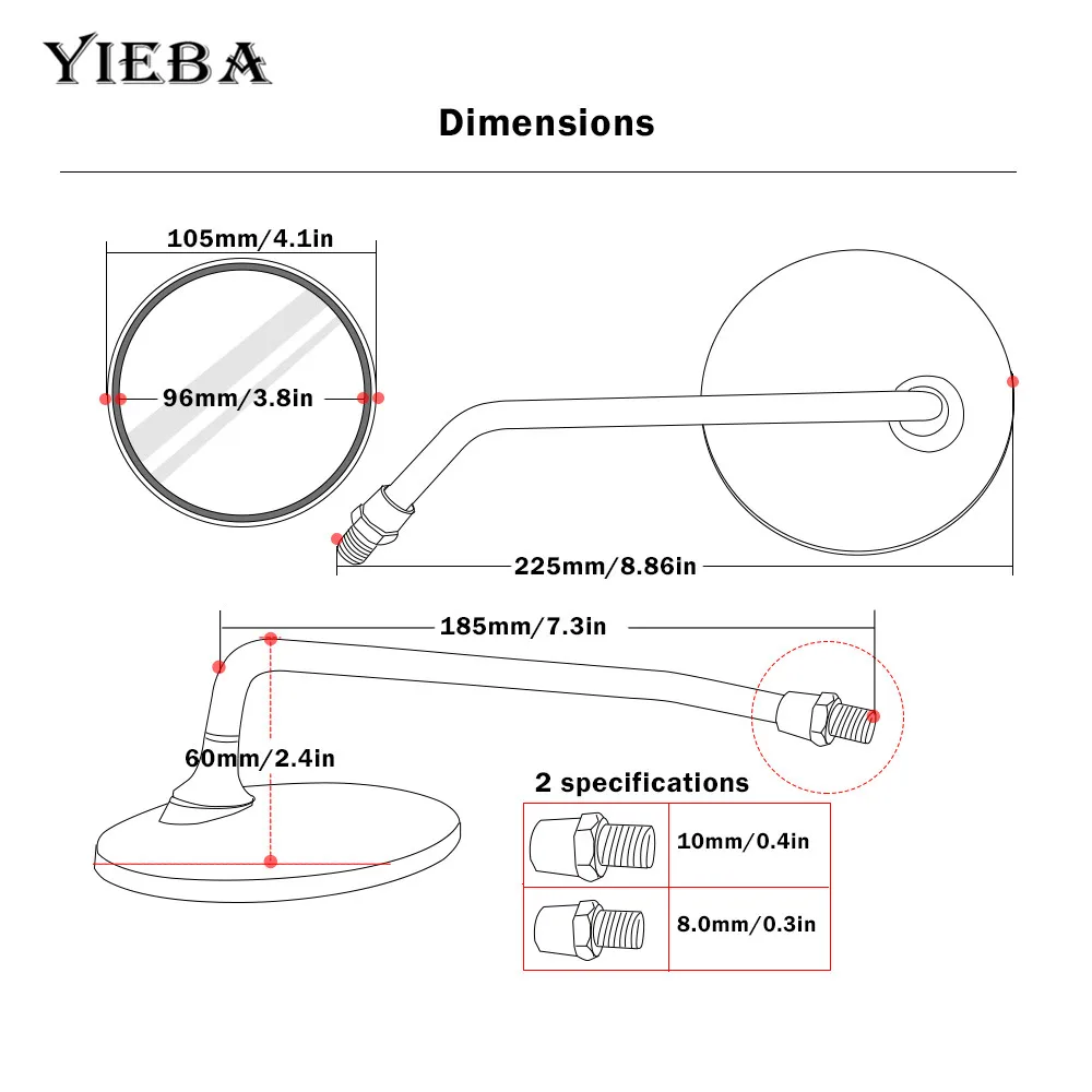 Мотоцикл сзади viewMirrors Скутер боковые зеркала заднего вида для YAMAHA FZ1 FZ6 FZ6R FZ8 MT 07 ZX12R