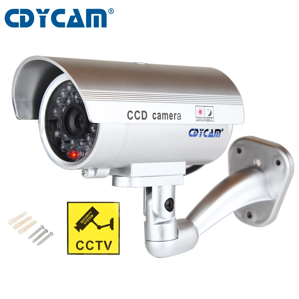 Cdycam Поддельные пустышки камера пуля водонепроницаемый открытый Крытый видеонаблюдения камера с мигающий красный светодиодный