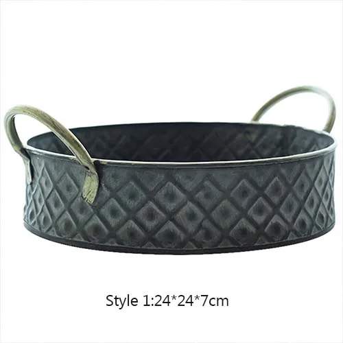 Style-1 JINSERTA, винтажная корзина для фруктового хлеба, Круглые античные металлические поддоны с ручкой, ретро стол, кухонная корзина для хранения, домашний декор - Color: Style-1