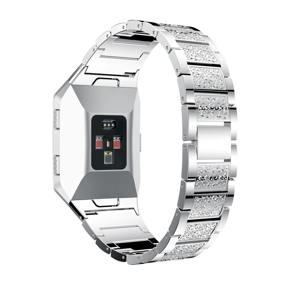 sliver Роскошный ремешок из кристаллического сплава для Fitbit ионных ремешков, умные аксессуары, сменный Браслет, умные часы с бриллиантом - Цвет ремешка: sliver